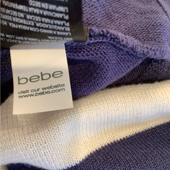 Bebe Pullover Striped Lightweight Sweater Poncho with Hood - Picture 7 of 8
